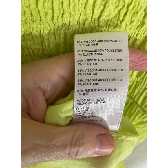 Urban Outfitters Smocked Ruffle Strap Dress M Milkmaid Farmcore Lime Green Midi - Picture 6 of 7